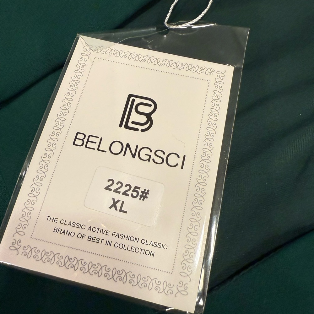 BELONGSCI deep green midi dress SZ XL - Picture 7 of 15